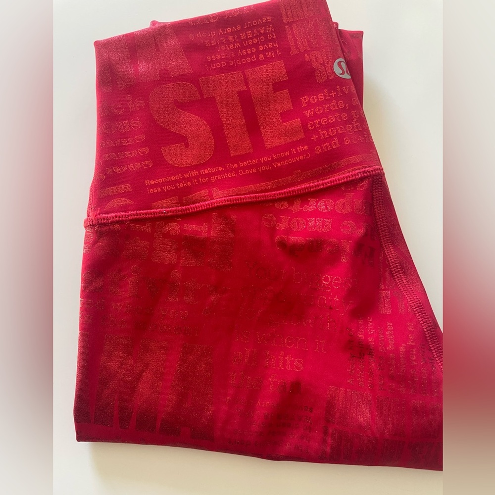 Red Lululemon foil Leggings size 4